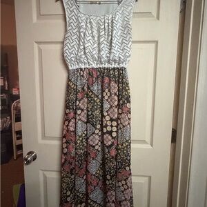 1 Chic Chevron and Floral Maxi Dress